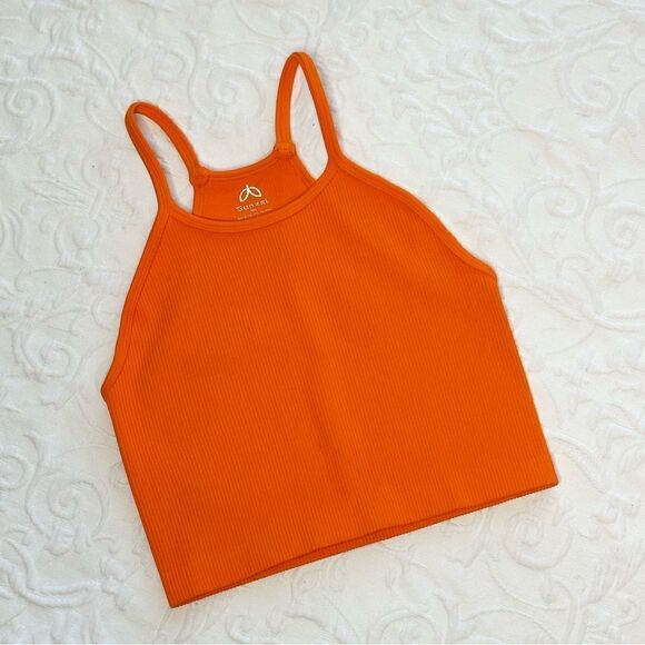Sunzel Orange Knit crop top M/L NWOT - Picture 1 of 7